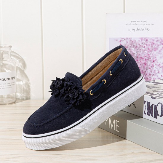 Women Suede Flower Comfy Lining Simple Solid Casual Loafers Shoes Women Suede Flower Comfy Lining Simple Solid Casual Loafers Shoes