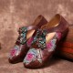 Retro Embossed Flower Splicing Floral Hollow Lace Up Slip On Flat Shoes Retro Embossed Flower Splicing Floral Hollow Lace Up Slip On Flat Shoes