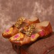 Retro Embossed Flower Splicing Floral Hollow Lace Up Slip On Flat Shoes Retro Embossed Flower Splicing Floral Hollow Lace Up Slip On Flat Shoes