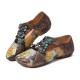 Retro Embossed Flower Splicing Floral Hollow Lace Up Slip On Flat Shoes Retro Embossed Flower Splicing Floral Hollow Lace Up Slip On Flat Shoes
