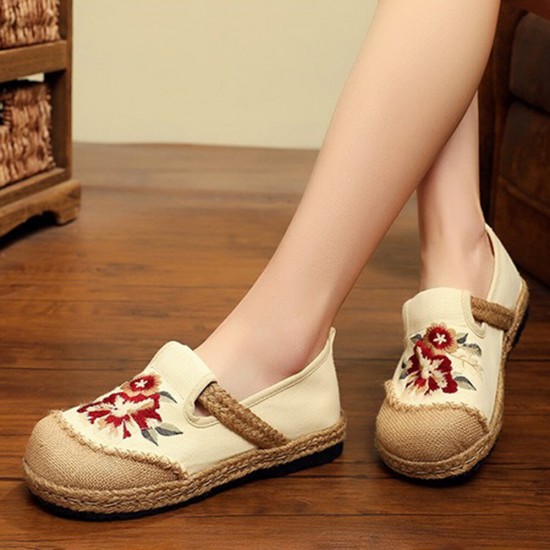 Women Old Peking Flowers Embroidery Casual Espadrille Loafers Women Old Peking Flowers Embroidery Casual Espadrille Loafers