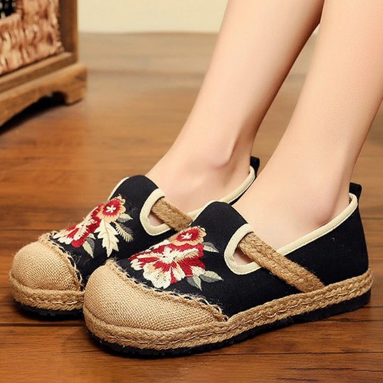 Women Old Peking Flowers Embroidery Casual Espadrille Loafers Women Old Peking Flowers Embroidery Casual Espadrille Loafers
