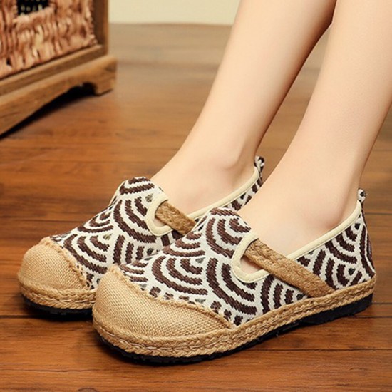 Women Linen Comfy Wearable Round Toe Casual Espadrille Flat Loafers Women Linen Comfy Wearable Round Toe Casual Espadrille Flat Loafers