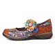 Retro Embossed Flower Splicing Floral Genuine Leather Flat Shoes Retro Embossed Flower Splicing Floral Genuine Leather Flat Shoes