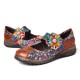 Retro Embossed Flower Splicing Floral Genuine Leather Flat Shoes Retro Embossed Flower Splicing Floral Genuine Leather Flat Shoes