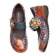 Retro Embossed Flower Splicing Floral Genuine Leather Flat Shoes Retro Embossed Flower Splicing Floral Genuine Leather Flat Shoes
