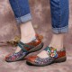 Retro Embossed Flower Splicing Floral Genuine Leather Flat Shoes Retro Embossed Flower Splicing Floral Genuine Leather Flat Shoes