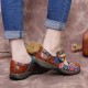 Retro Embossed Flower Splicing Floral Genuine Leather Flat Shoes Retro Embossed Flower Splicing Floral Genuine Leather Flat Shoes