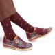 Retro Splicing Small Flowers Genuine Leather Flat Zipper Shoes Retro Splicing Small Flowers Genuine Leather Flat Zipper Shoes