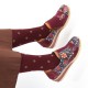 Retro Splicing Small Flowers Genuine Leather Flat Zipper Shoes Retro Splicing Small Flowers Genuine Leather Flat Zipper Shoes