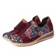 Retro Splicing Small Flowers Genuine Leather Flat Zipper Shoes Retro Splicing Small Flowers Genuine Leather Flat Zipper Shoes