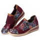 Retro Splicing Small Flowers Genuine Leather Flat Zipper Shoes Retro Splicing Small Flowers Genuine Leather Flat Zipper Shoes
