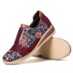 Retro Splicing Small Flowers Genuine Leather Flat Zipper Shoes Retro Splicing Small Flowers Genuine Leather Flat Zipper Shoes