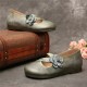 Vintage Handmade Soft Leather Floral Strap Green Slip on Flat Shoes Vintage Handmade Soft Leather Floral Strap Green Slip on Flat Shoes