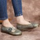 Vintage Handmade Soft Leather Floral Strap Green Slip on Flat Shoes Vintage Handmade Soft Leather Floral Strap Green Slip on Flat Shoes