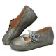 Vintage Handmade Soft Leather Floral Strap Green Slip on Flat Shoes Vintage Handmade Soft Leather Floral Strap Green Slip on Flat Shoes