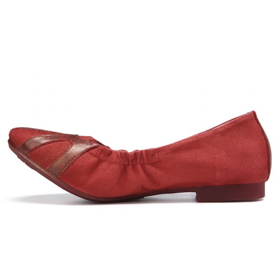 Retro Comfy Soft Canvas Splicing Foldable Slip On Ballet Flat Shoes Retro Comfy Soft Canvas Splicing Foldable Slip On Ballet Flat Shoes