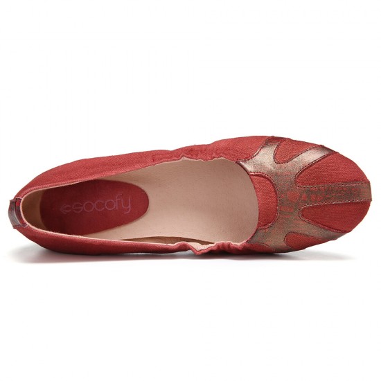 Retro Comfy Soft Canvas Splicing Foldable Slip On Ballet Flat Shoes Retro Comfy Soft Canvas Splicing Foldable Slip On Ballet Flat Shoes