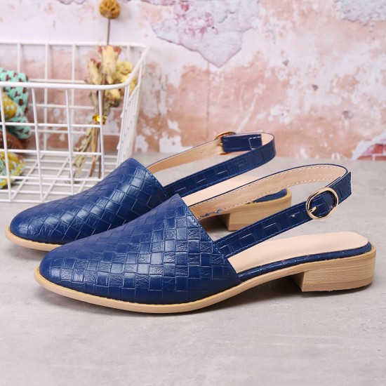 Large Size Comfy Braided Pointed Toe Buckle Backless Flats for Women Large Size Comfy Braided Pointed Toe Buckle Backless Flats for Women