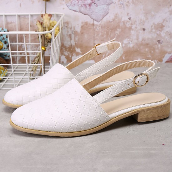 Large Size Comfy Braided Pointed Toe Buckle Backless Flats for Women Large Size Comfy Braided Pointed Toe Buckle Backless Flats for Women