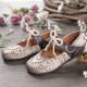 Retro Hollow Floral Soft Sole Knot Round Toe Ankle Strap Flat Shoes Retro Hollow Floral Soft Sole Knot Round Toe Ankle Strap Flat Shoes