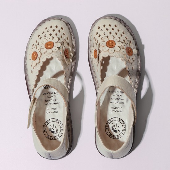 Women Flowers Decor Hollow Comfy Hook Loop Casual Flats Women Flowers Decor Hollow Comfy Hook Loop Casual Flats