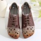 Two Tone Leather Splicing Floral Cut out Elastic Strap Slip-on Soft Flat Shoes Two Tone Leather Splicing Floral Cut out Elastic Strap Slip-on Soft Flat Shoes