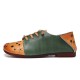 Two Tone Leather Splicing Floral Cut out Elastic Strap Slip-on Soft Flat Shoes Two Tone Leather Splicing Floral Cut out Elastic Strap Slip-on Soft Flat Shoes