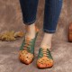 Two Tone Leather Splicing Floral Cut out Elastic Strap Slip-on Soft Flat Shoes Two Tone Leather Splicing Floral Cut out Elastic Strap Slip-on Soft Flat Shoes