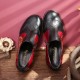 Retro Splicing Flower Pattern Comfy Genuine Leather Side Zipper Casual Flat Shoes Retro Splicing Flower Pattern Comfy Genuine Leather Side Zipper Casual Flat Shoes