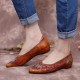 Retro Splicing Vine Comfy Genuine Leather Pointed Toe Slip On Flat Shoes Retro Splicing Vine Comfy Genuine Leather Pointed Toe Slip On Flat Shoes