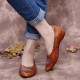Retro Splicing Vine Comfy Genuine Leather Pointed Toe Slip On Flat Shoes Retro Splicing Vine Comfy Genuine Leather Pointed Toe Slip On Flat Shoes