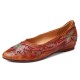 Retro Splicing Vine Comfy Genuine Leather Pointed Toe Slip On Flat Shoes Retro Splicing Vine Comfy Genuine Leather Pointed Toe Slip On Flat Shoes
