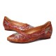 Retro Splicing Vine Comfy Genuine Leather Pointed Toe Slip On Flat Shoes Retro Splicing Vine Comfy Genuine Leather Pointed Toe Slip On Flat Shoes