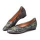 Retro Splicing Vine Comfy Genuine Leather Pointed Toe Slip On Flat Shoes Retro Splicing Vine Comfy Genuine Leather Pointed Toe Slip On Flat Shoes