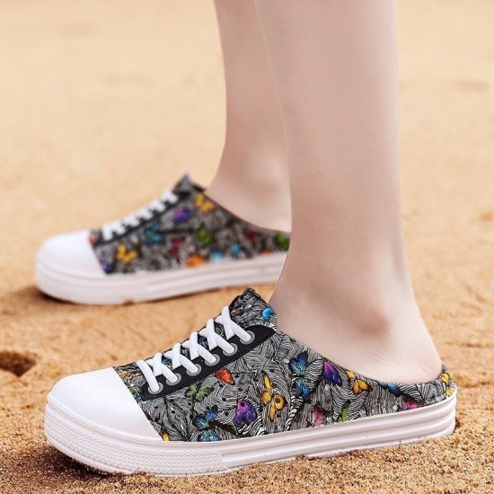 Women Lightweight Butterfly Pattern Beach Closed Toe Backless Soft Flats Women Lightweight Butterfly Pattern Beach Closed Toe Backless Soft Flats
