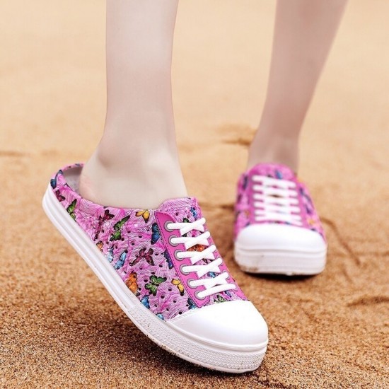 Women Lightweight Butterfly Pattern Beach Closed Toe Backless Soft Flats Women Lightweight Butterfly Pattern Beach Closed Toe Backless Soft Flats