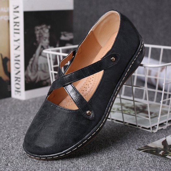 Women Cross Strap Solid Color Casual Comfy Flats Women Cross Strap Solid Color Casual Comfy Flats