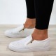 Women Doble Size Zipper Rhinestone Decor Comfy Non Slip Casual Flats Women Doble Size Zipper Rhinestone Decor Comfy Non Slip Casual Flats