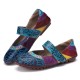 Retro Leather Splicing Floral Soft Sole Hook Loop Ankle Strap Flat Shoes Retro Leather Splicing Floral Soft Sole Hook Loop Ankle Strap Flat Shoes