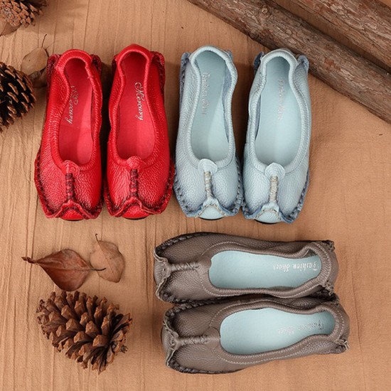 Women Folkways Stricing Comfy Breathable Casual Leather Loafers Women Folkways Stricing Comfy Breathable Casual Leather Loafers