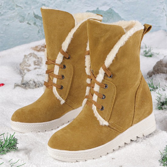 Plus Size Women Casual Warm Slip Resistant Lace Up Thick Sole Snow Boots Plus Size Women Casual Warm Slip Resistant Lace Up Thick Sole Snow Boots