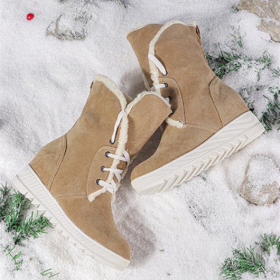 Plus Size Women Casual Warm Slip Resistant Lace Up Thick Sole Snow Boots Plus Size Women Casual Warm Slip Resistant Lace Up Thick Sole Snow Boots