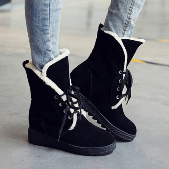 Plus Size Women Casual Warm Slip Resistant Lace Up Thick Sole Snow Boots Plus Size Women Casual Warm Slip Resistant Lace Up Thick Sole Snow Boots
