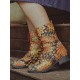 Embroidered Sunflowers Printing Block Heel Round Toe Lace-up Mid-calf Combat Boots for Women Embroidered Sunflowers Printing Block Heel Round Toe Lace-up Mid-calf Combat Boots for Women