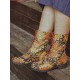 Embroidered Sunflowers Printing Block Heel Round Toe Lace-up Mid-calf Combat Boots for Women Embroidered Sunflowers Printing Block Heel Round Toe Lace-up Mid-calf Combat Boots for Women