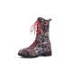 Embroidered Sunflowers Printing Block Heel Round Toe Lace-up Mid-calf Combat Boots for Women Embroidered Sunflowers Printing Block Heel Round Toe Lace-up Mid-calf Combat Boots for Women