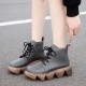 Plus Size Women Comfy Lace Up Thick Sole Short Boots Plus Size Women Comfy Lace Up Thick Sole Short Boots