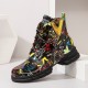 Women Casual Graffiti Stytish Lace Up Thick Bottom Short-Calf Combat Boots Women Casual Graffiti Stytish Lace Up Thick Bottom Short-Calf Combat Boots