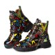 Women Casual Graffiti Stytish Lace Up Thick Bottom Short-Calf Combat Boots Women Casual Graffiti Stytish Lace Up Thick Bottom Short-Calf Combat Boots